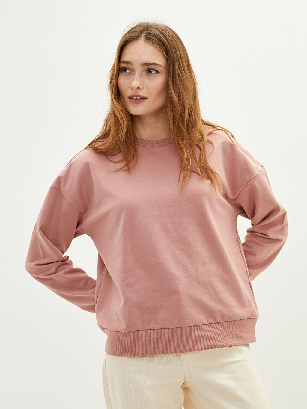 

Женская толстовка с круглым вырезом и длинными рукавами LCW Casual, Коричневый