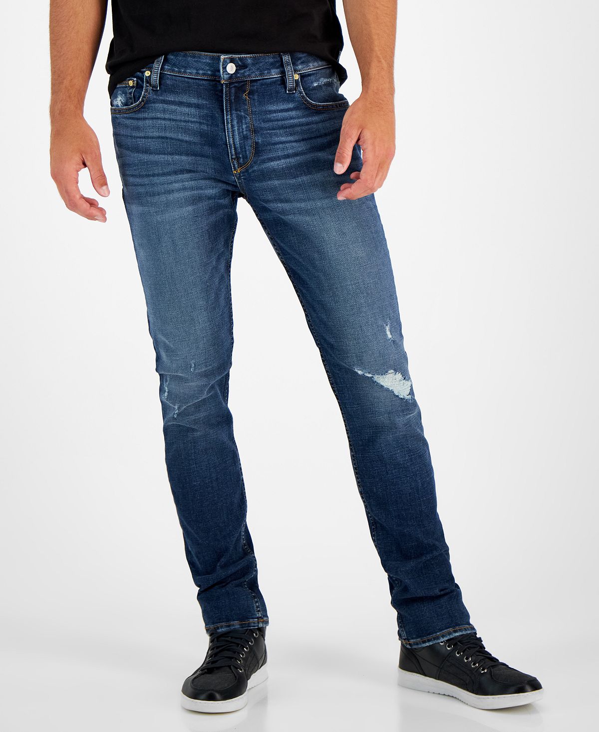 Мужские облегающие джинсы с потертостями GUESS, мульти новинка 2023ss джинсы мужские джинсы синие облегающие повседневные узкие эластичные джинсы с потертостями