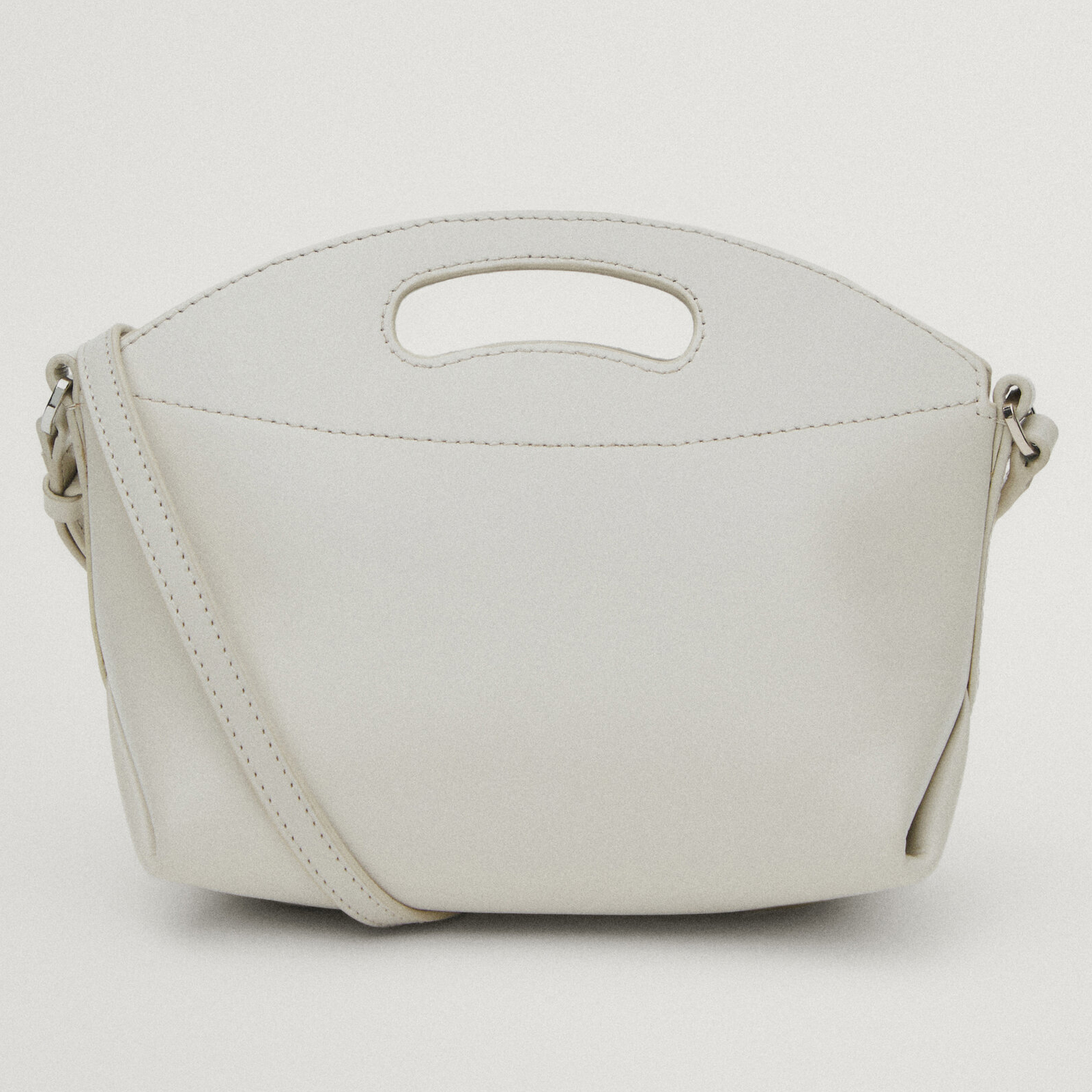Massimo Dutti Nappa Leather Mini Crossbody Bag, белый