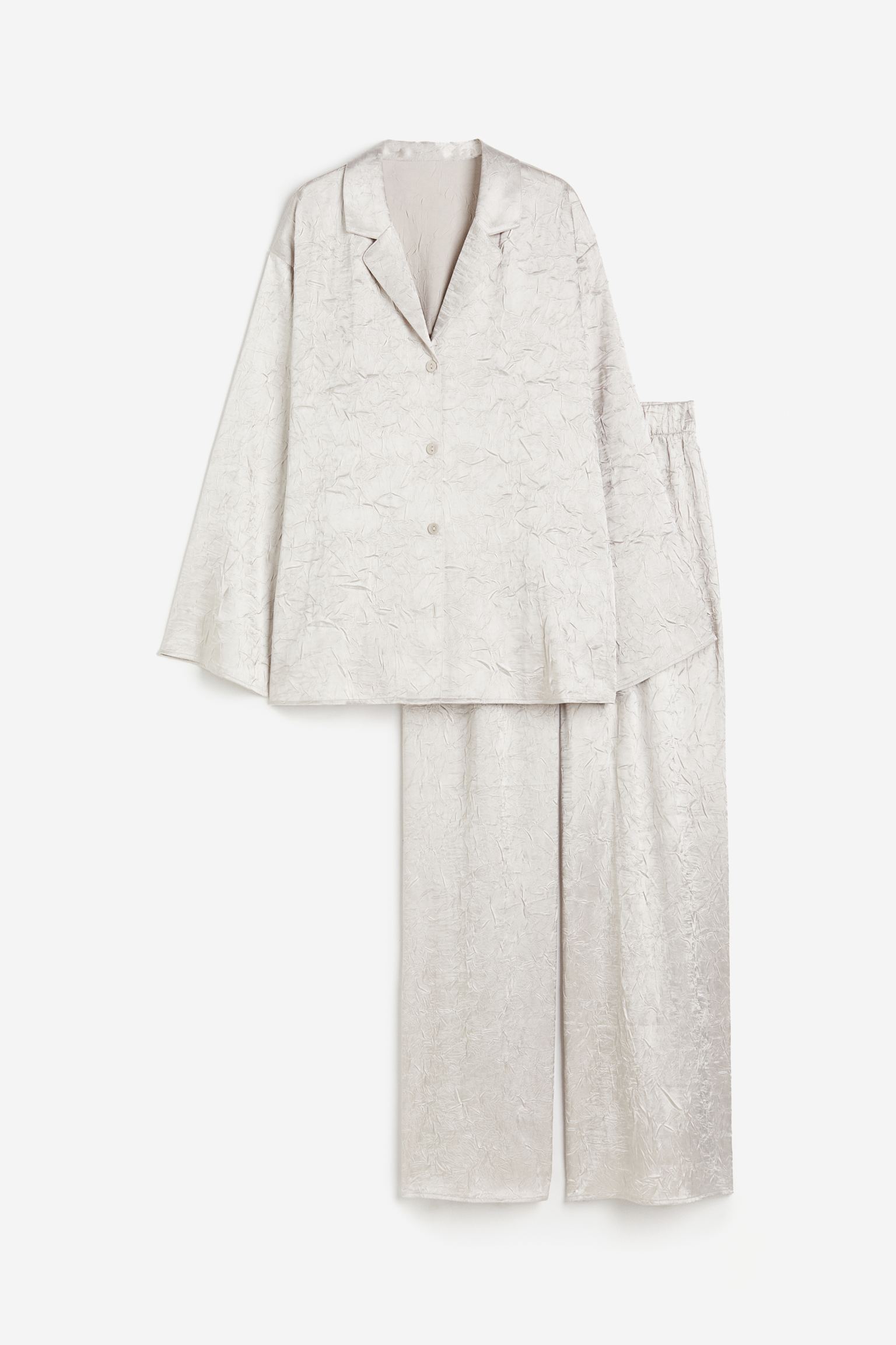 Пижама H&M Satin, серо-бежевый брюки джоггеры из жатого атласа zara черный