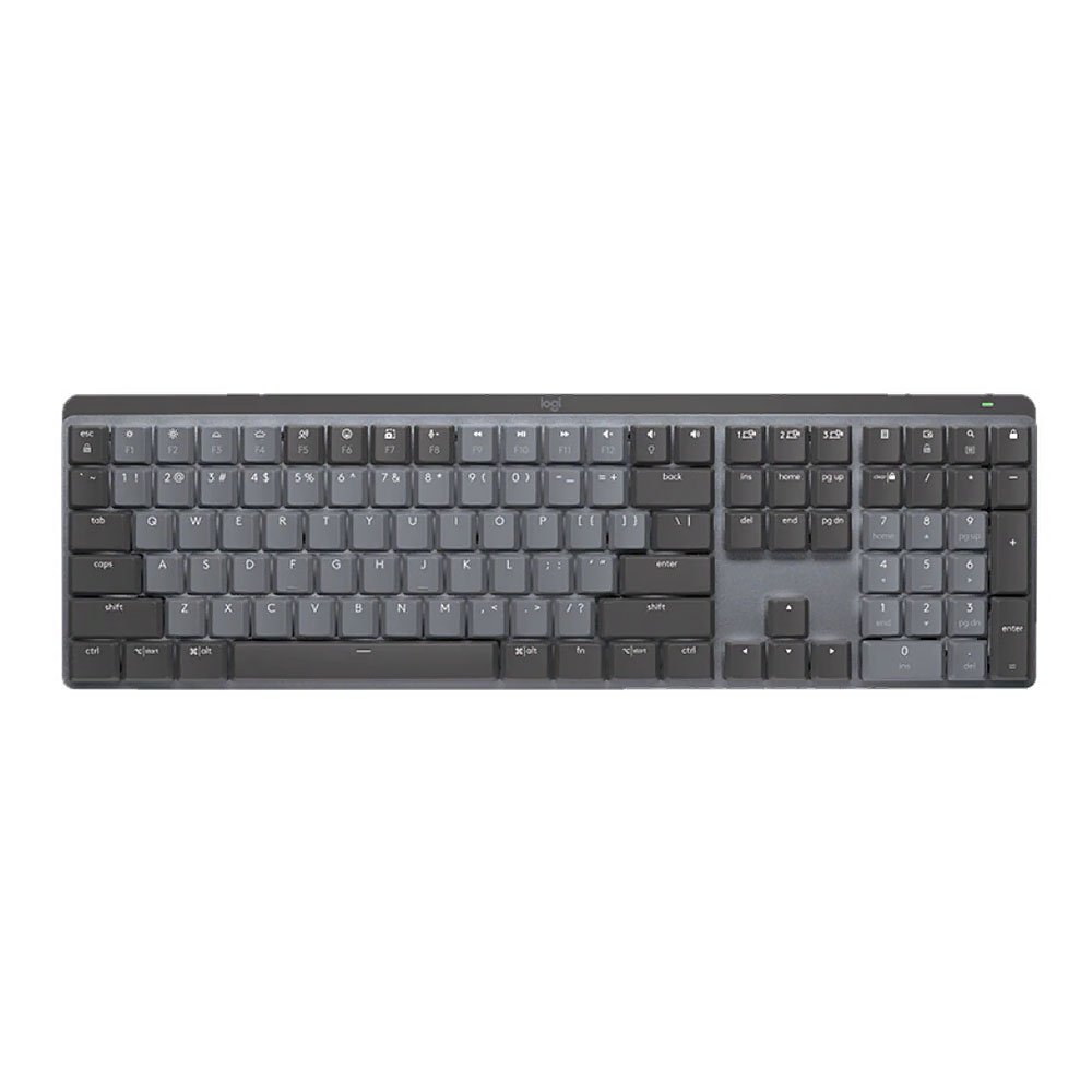 Клавиатура Logitech MX Mechanical, беспроводная, механическая, английская раскладка, Blue Switch, чёрный/серый philips беспроводная клавиатура spk6307bl 2 4ghz 104 клав русская заводская раскладка чёрный чёрный