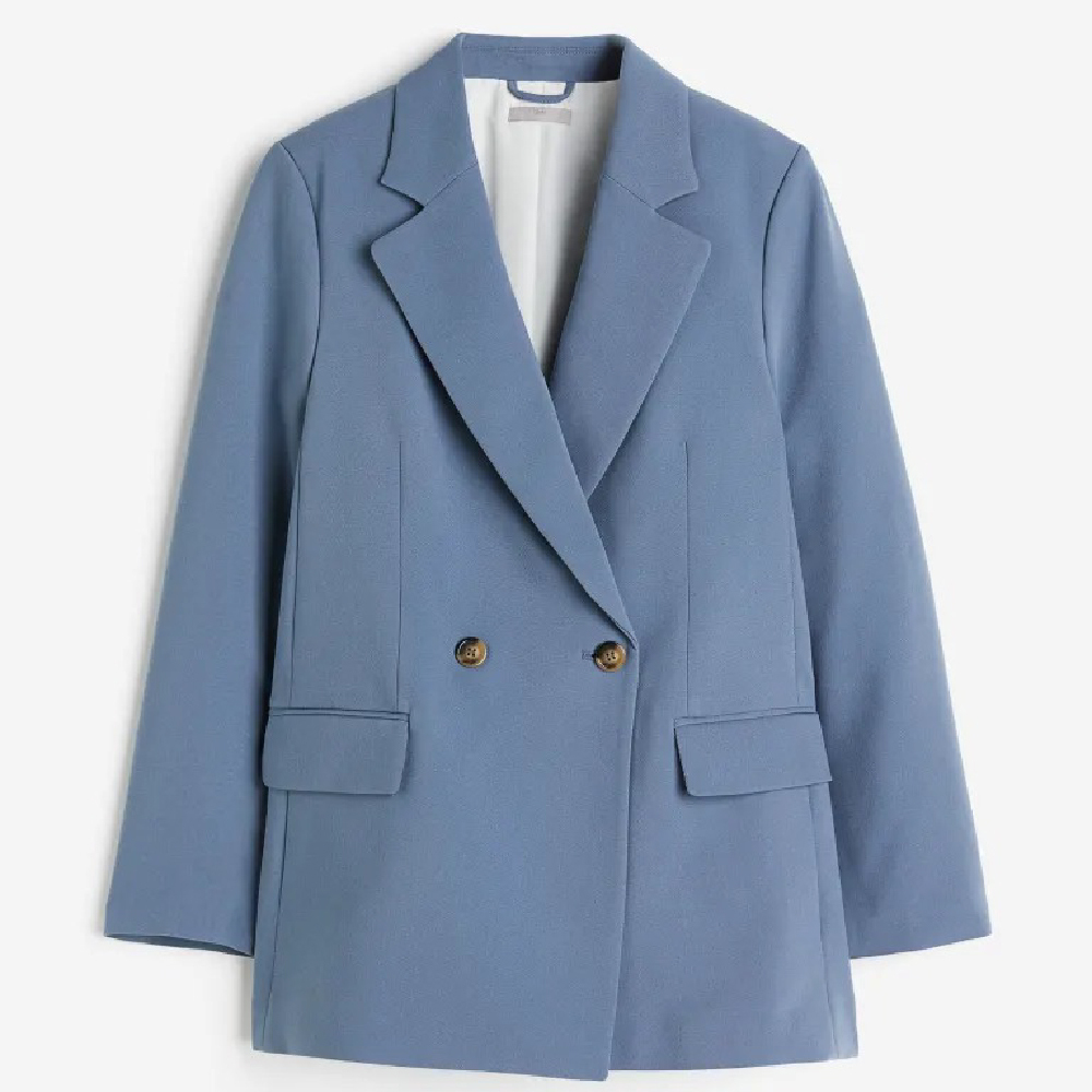 

Блейзер H&M Oversized Double-breasted, темно-голубой