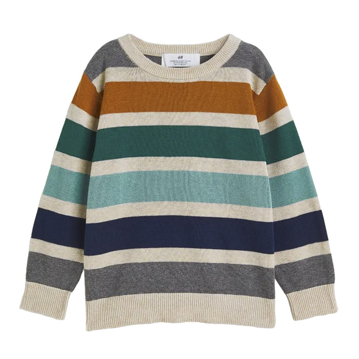 

Джемпер H&M Jacquard-knit Cotton, светло-бежевый/мультиколор