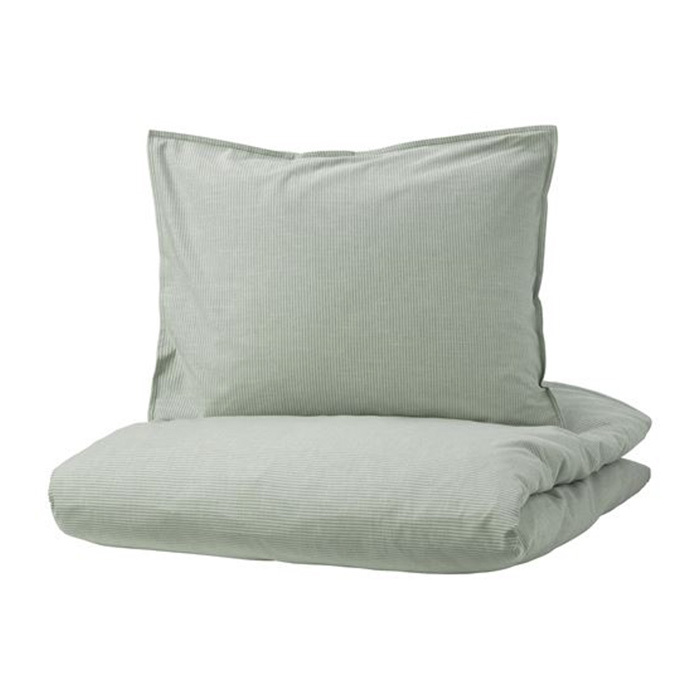 

Комплект постельного белья Ikea Bergpalm, зеленый/полоска