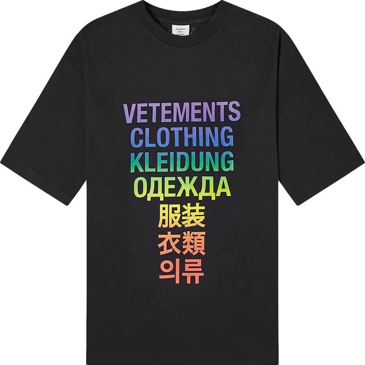 

Футболка Vetements Translation T-Shirt 'Black/Rainbow', черный