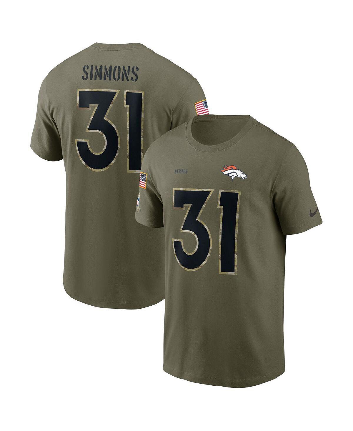 

Мужская футболка justin simmons olive denver broncos 2022 salute to service с именем и номером Nike