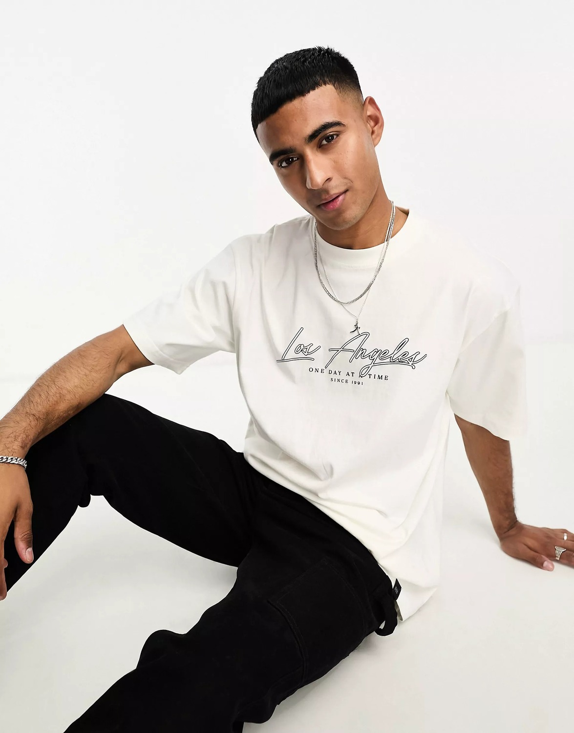 

Футболка Pull&bear Los Angeles Printed, светло-бежевый