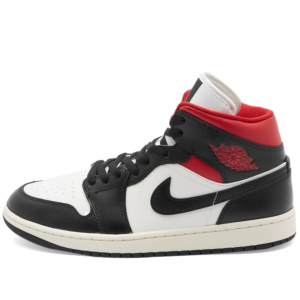 Кроссовки Nike Air Jordan 1 Mid W, черный, белый, красный original nike air jordan 1 mid digital pink gs basketball shoes women s basketball sneakers breathable outdoor nike jordan 1 mid