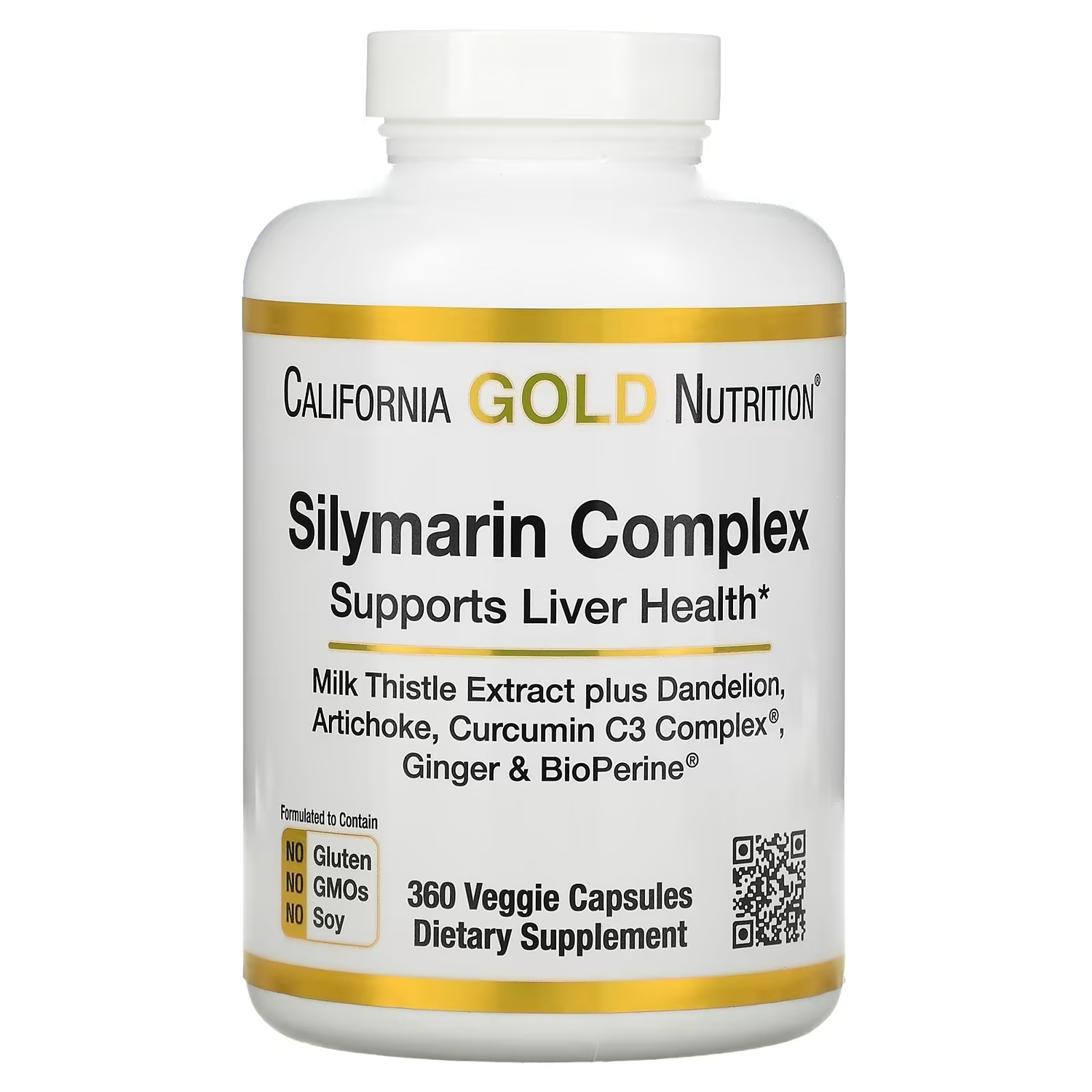 

Комплекс с Силимарином, Экстракт Расторопши и Одуванчика California Gold Nutrition Complex BioPerine, 360 растительных капсул