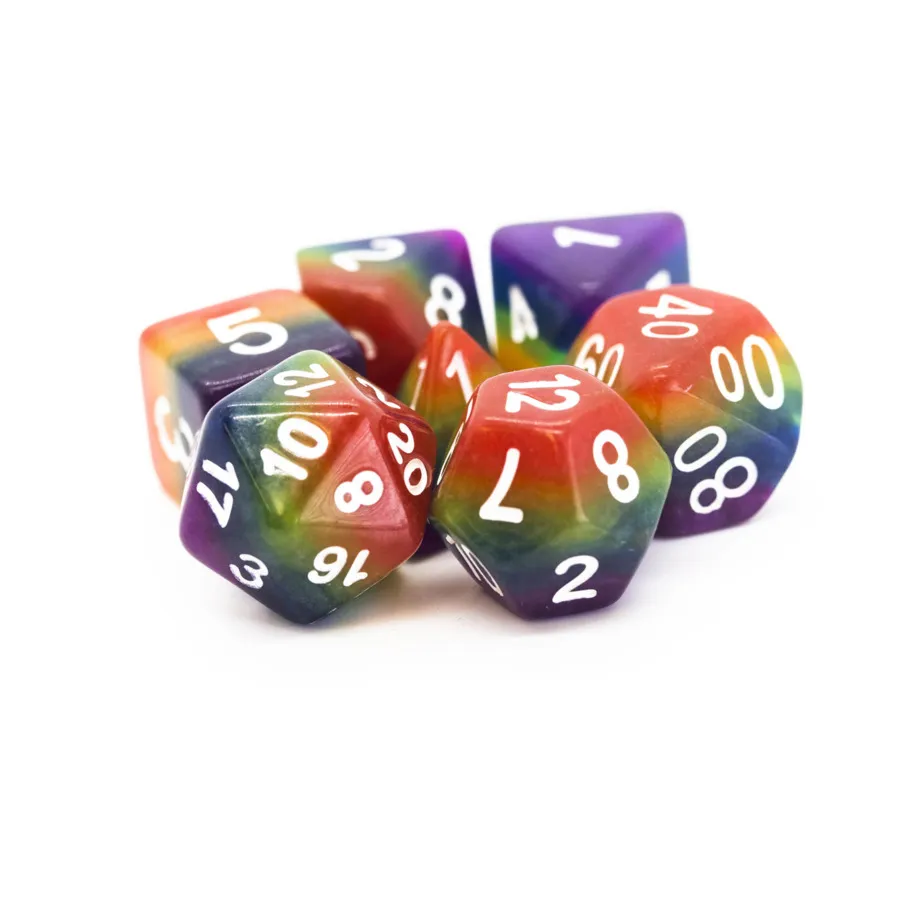 

Поли-набор «Радуга» с белым (7), Acrylic-Resin Dice - Gradient