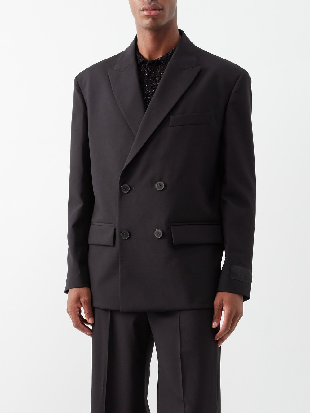 Двубортный пиджак из шерсти Valentino Garavani, черный