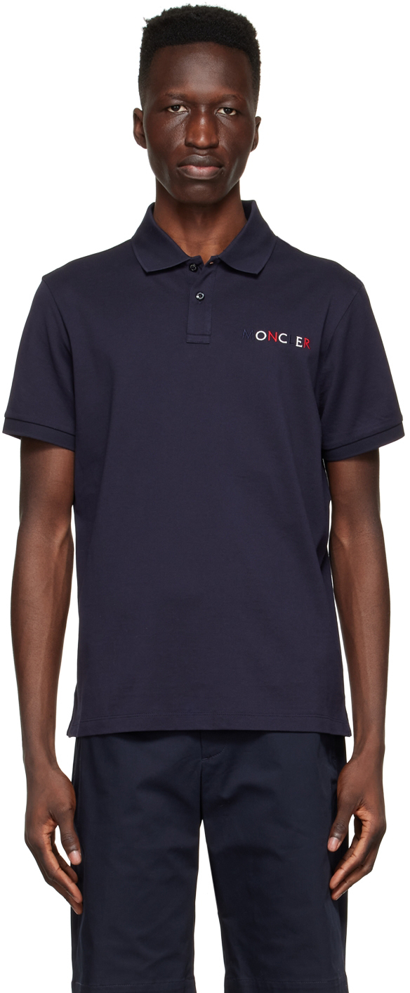 

Темно-синее хлопковое поло Moncler, Синий