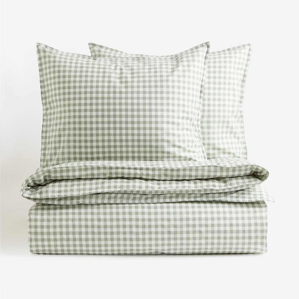 комплект двуспального постельного белья h Комплект двуспального постельного белья H&M Home Patterned, зеленый