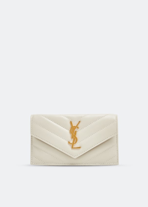 

Картхолдер SAINT LAURENT Fragments zipped card case with flap, белый