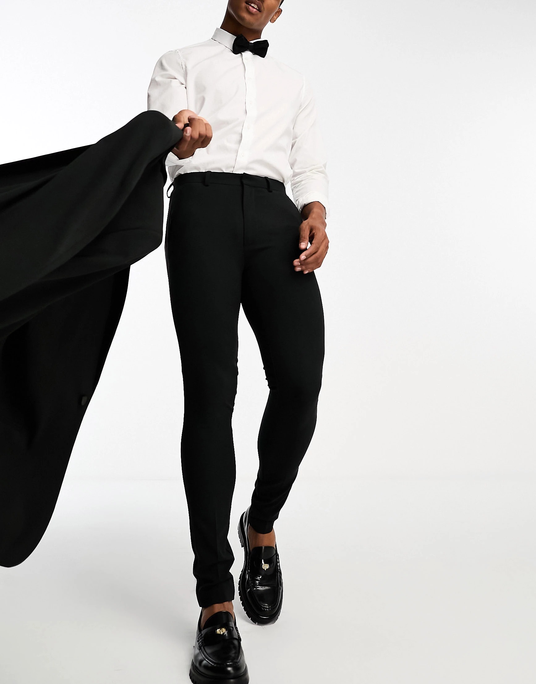 Брюки Asos Design Super Skinny Tuxedo Suit, черный брюки asos design leather look super skinny черный