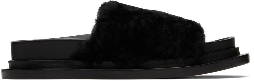

Черные объемные шлепанцы с запахом Jil Sander