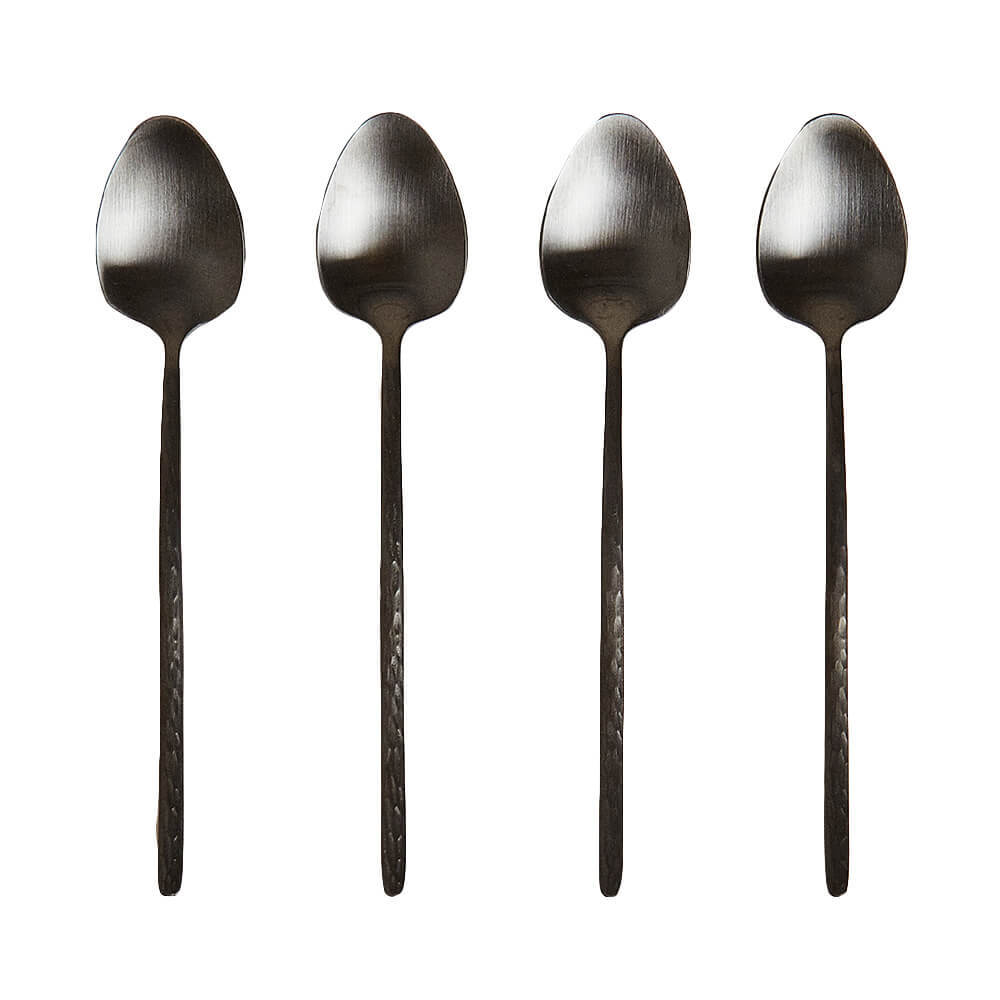 

Набор десертных ложек Zara Home with Hammered Handle, 4 предмета, чёрный