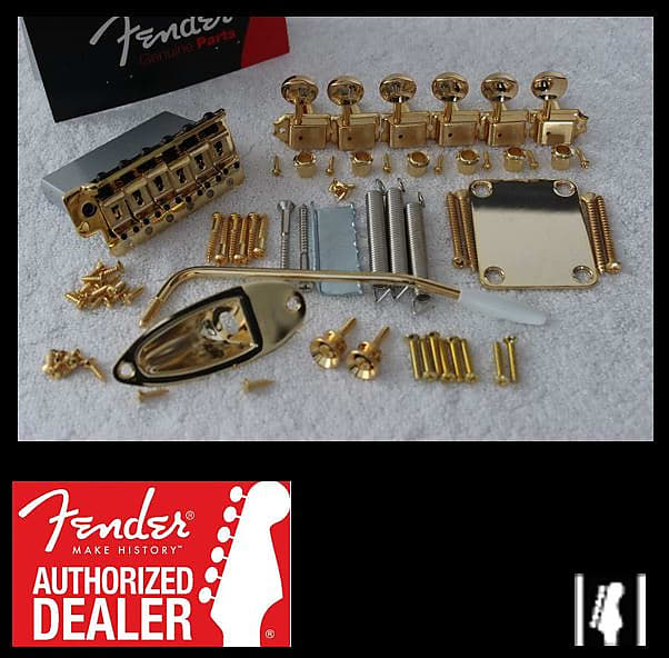 Комплект тремоло Fender Stratocaster GOLD 2 3/16 с тюнерами для страт-гитары США 005-3275-000 Standard Stratocaster Bridge Assembly