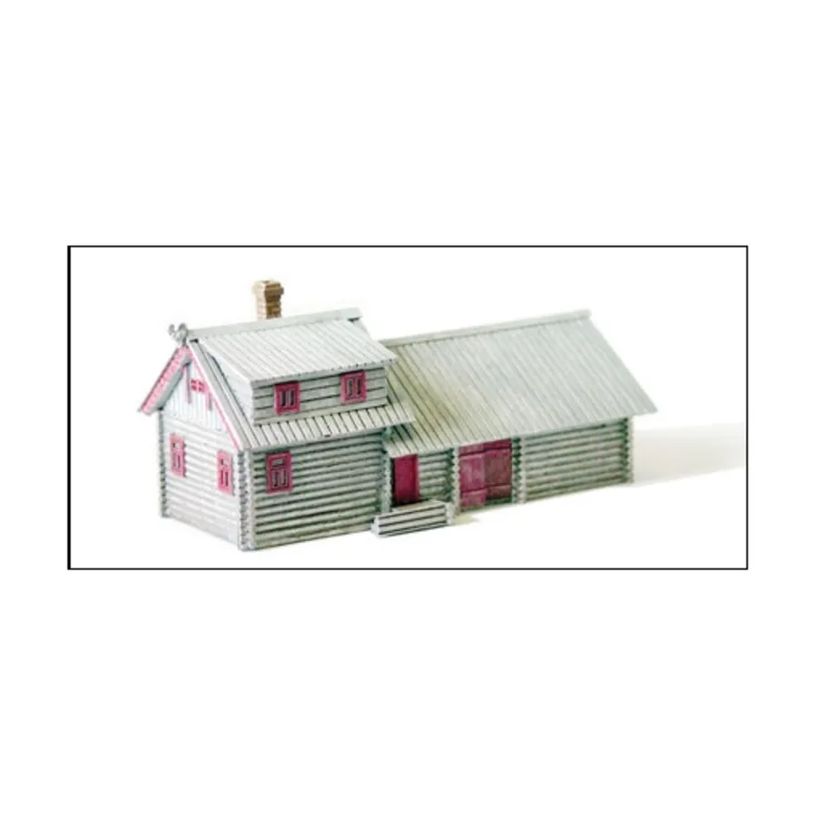 

Большой бревенчатый дом и сарай с металлической крышей, Terrain Maker Pewter Buildings & Books
