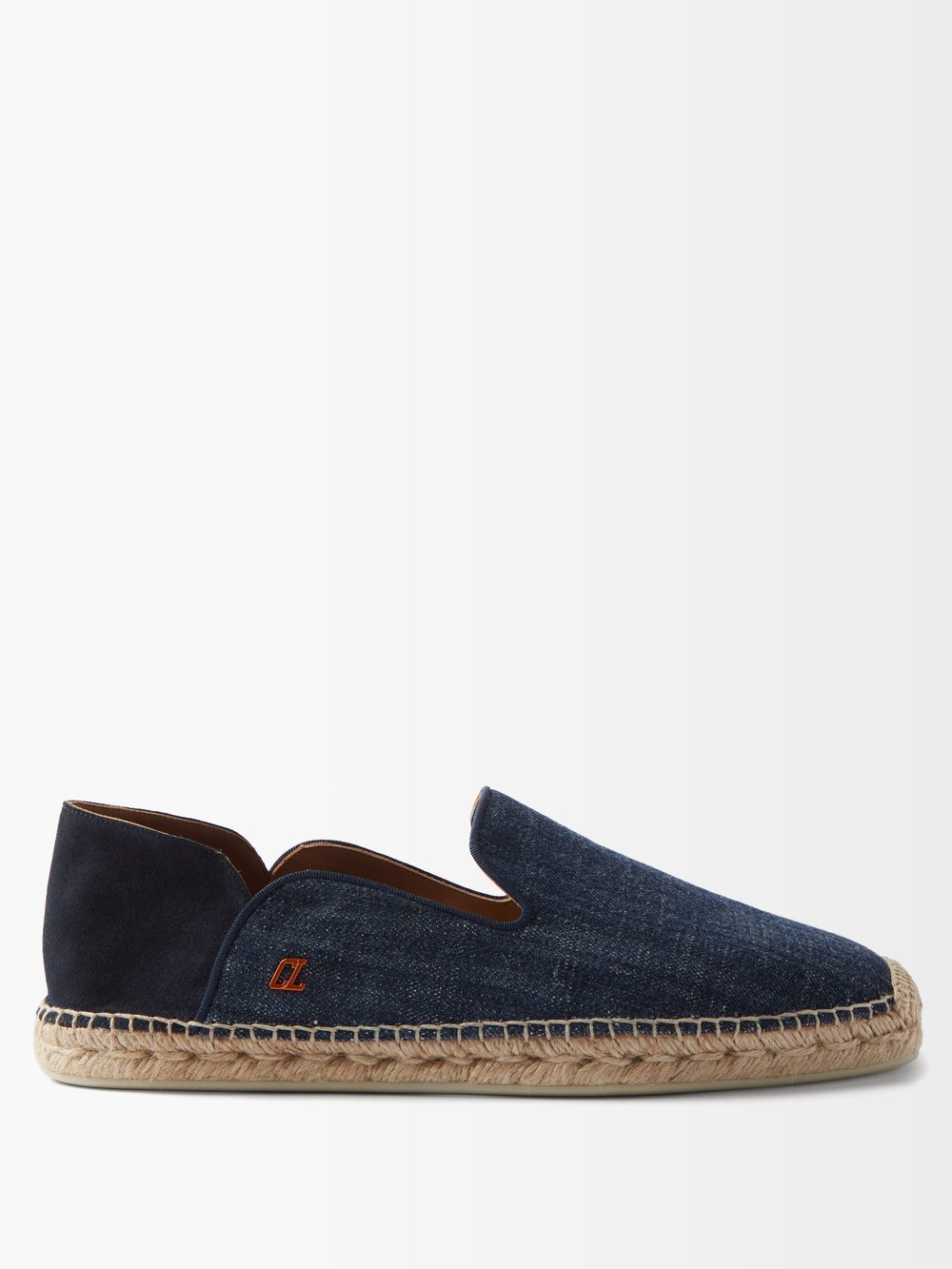 

Джинсовые складные замшевые эспадрильи espadon на каблуке Christian Louboutin, синий