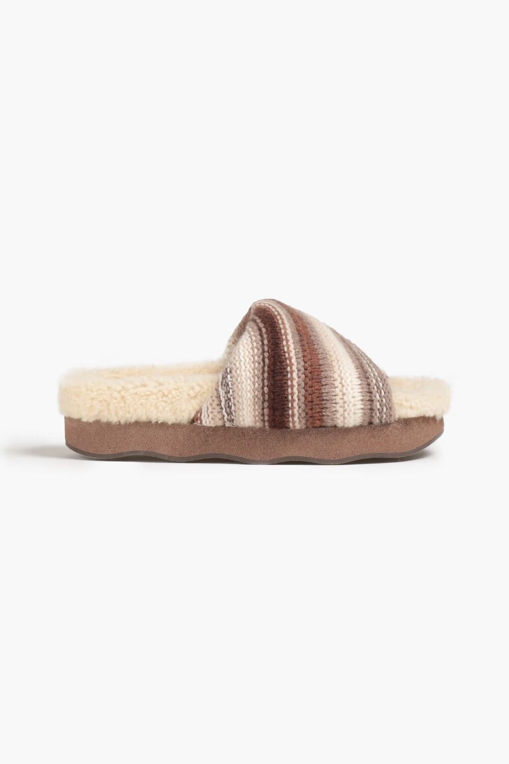 

Кашемировые шлепанцы крючком в волнистую полоску Chloé, светло-коричневый