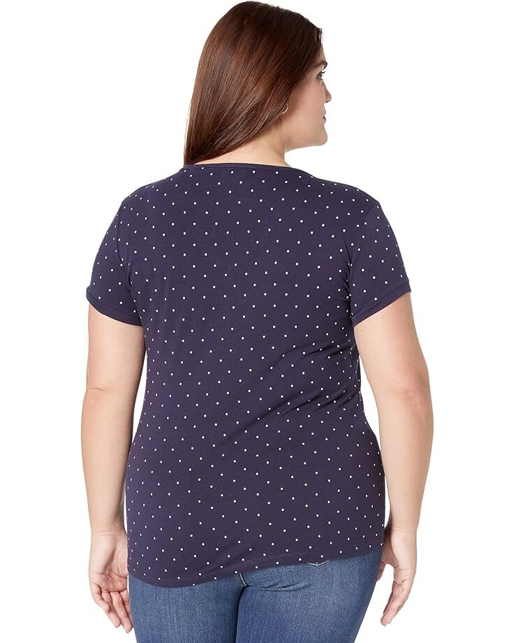 

Рубашка U.S. POLO ASSN. Small Pony Stretch Dot V-Neck Tee Shirt, цвет Navy/Pink