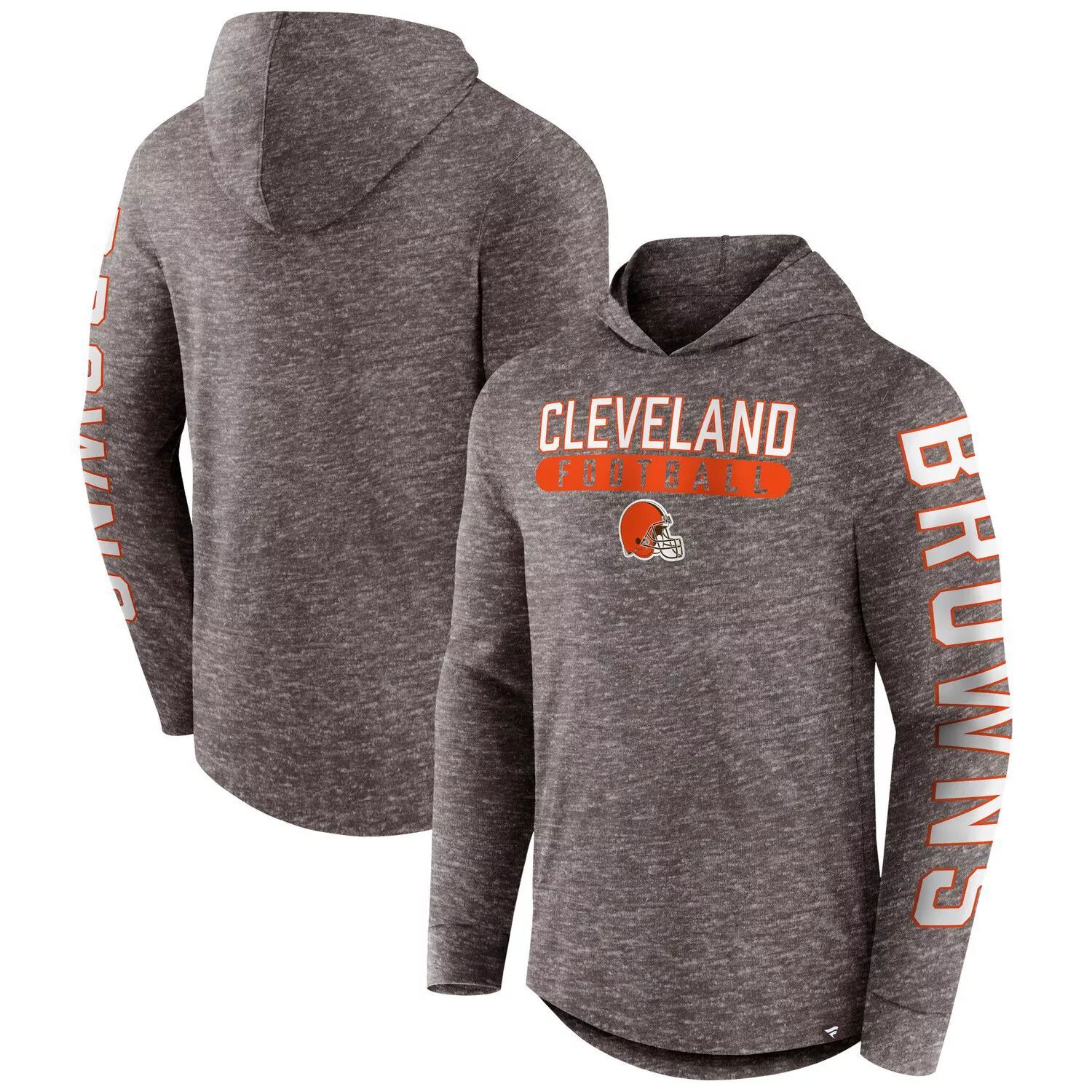 

Мужская футболка с капюшоном с длинными рукавами и логотипом Heather Brown Cleveland Browns Pill Stack Fanatics