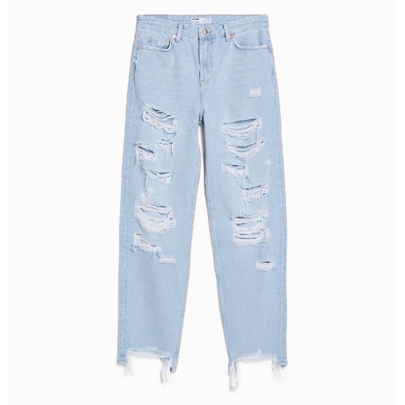 

Джинсы Bershka Ripped Сropped, голубой