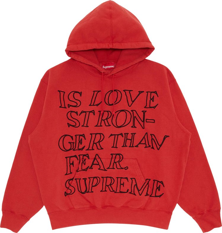 

Толстовка Supreme Stronger Than Fear Hooded Sweatshirt 'Burnt Red', красный