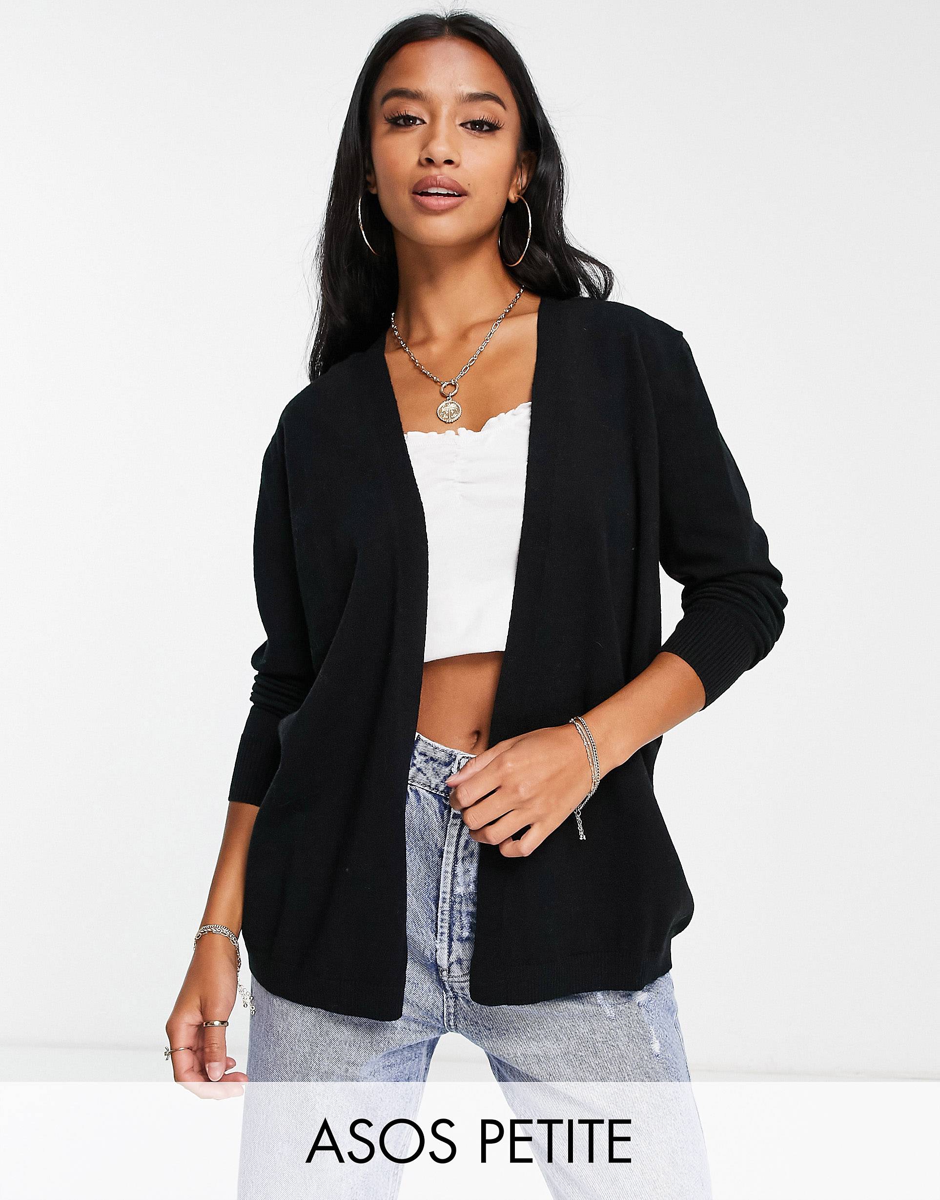 

Черный кардиган тонкой вязки ASOS DESIGN Petite