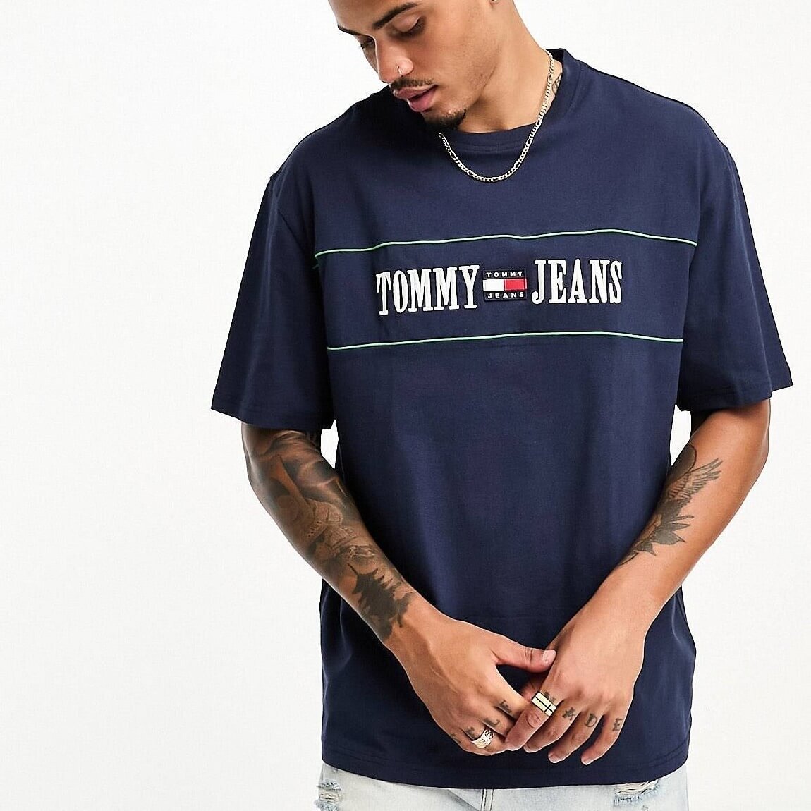 

Футболка с логотипом Tommy Jeans Stripe Flag, темно-синий