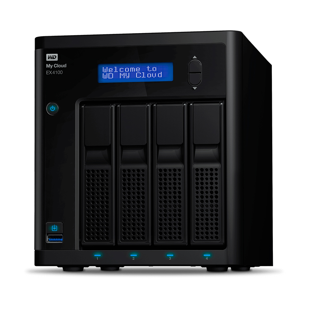 

Сетевое хранилище Western Digital My Cloud EX4100, 4 отсека, без дисков, WDBWZE0000NBK, черный