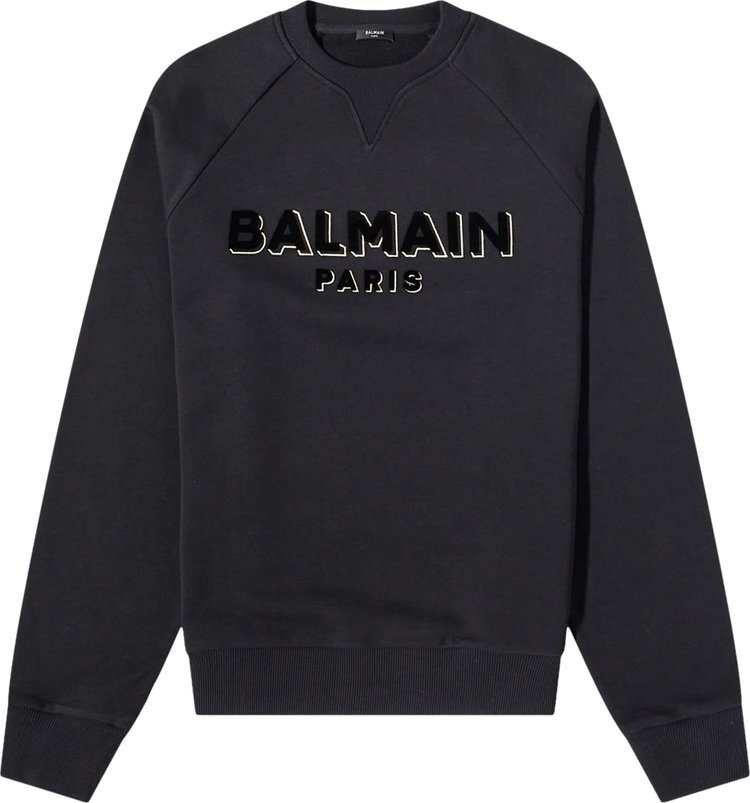 

Толстовка Balmain Flock And Foil Logo Sweatshirt 'Black', черный