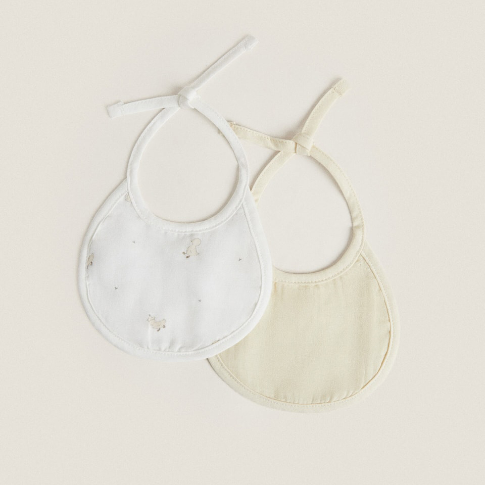 

Хлопковый нагрудник Zara Home Duck, 2 штуки, белый/желтый