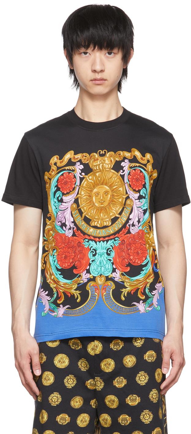 

Черная футболка Sun Flower Garland Versace Jeans Couture