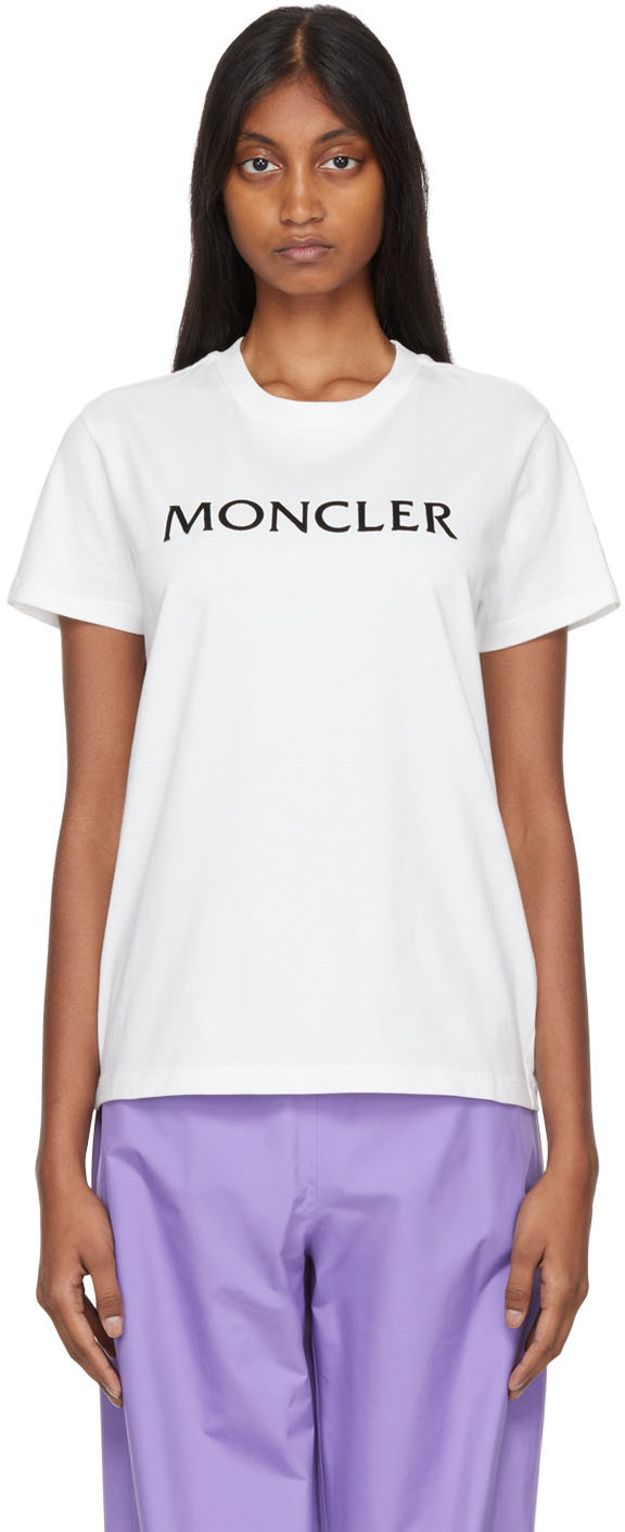 

Белая флокированная футболка Moncler, Белый