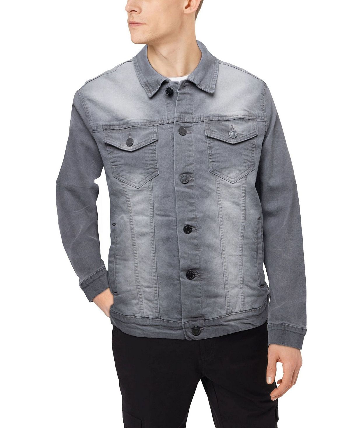 Мужская джинсовая куртка с эффектом потертости X-Ray, мульти мужская джинсовая куртка винтажная повседневная однотонная куртка цвета хаки с карманами