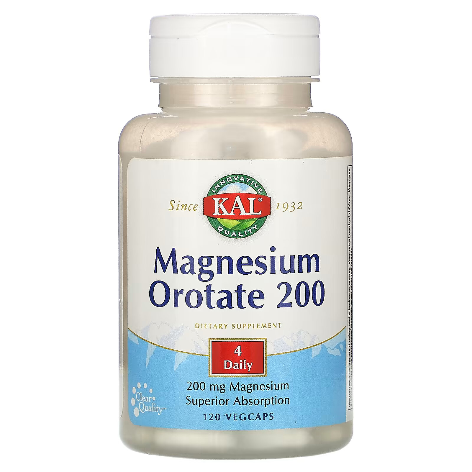 KAL, магния оротат 200, 50 мг, 120 вегетарианских капсул kal ниацин без смыва 500 мг 120 вегетарианских капсул