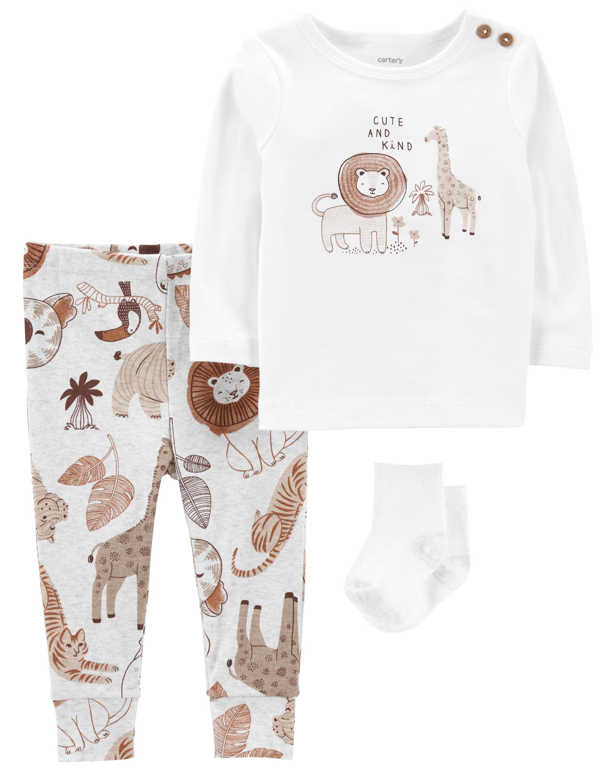 

Комплект из трех предметов для малышей Safari Animals Carter's, мультиколор
