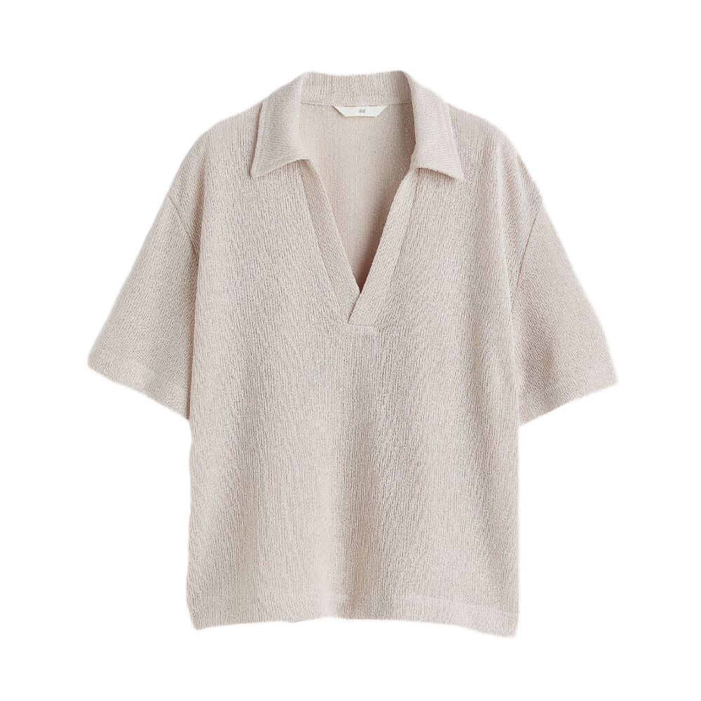 

Топ H&M with Collar, светло-серый