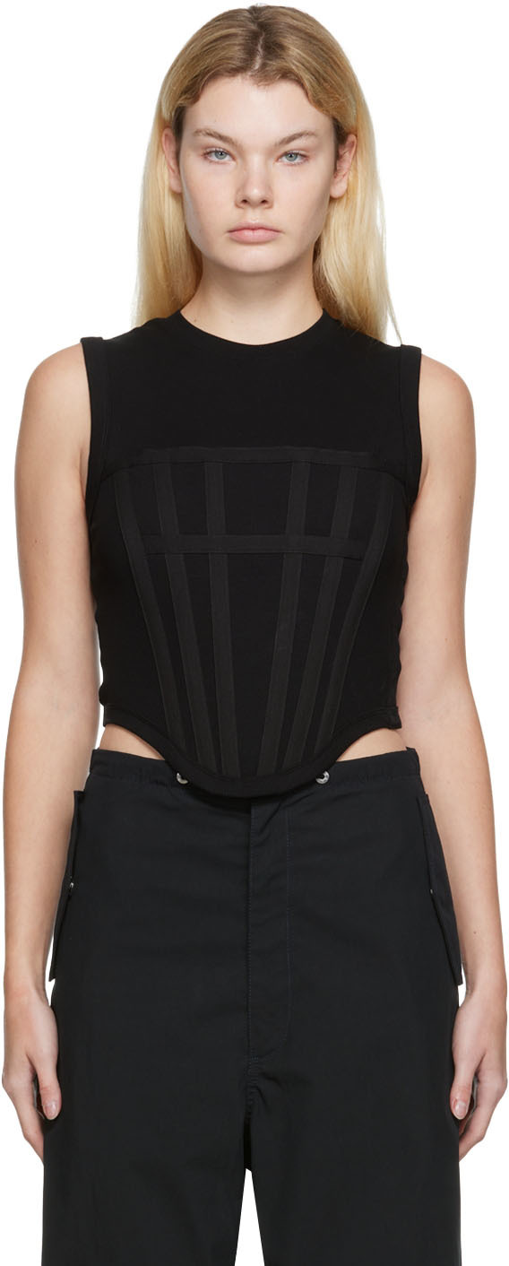 

Черная майка с корсетом в рубчик Dion Lee