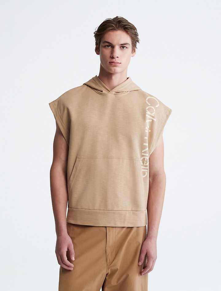 

Худи без рукавов с логотипом цвета хаки Relaxed Fit Stencil Logo Calvin Klein