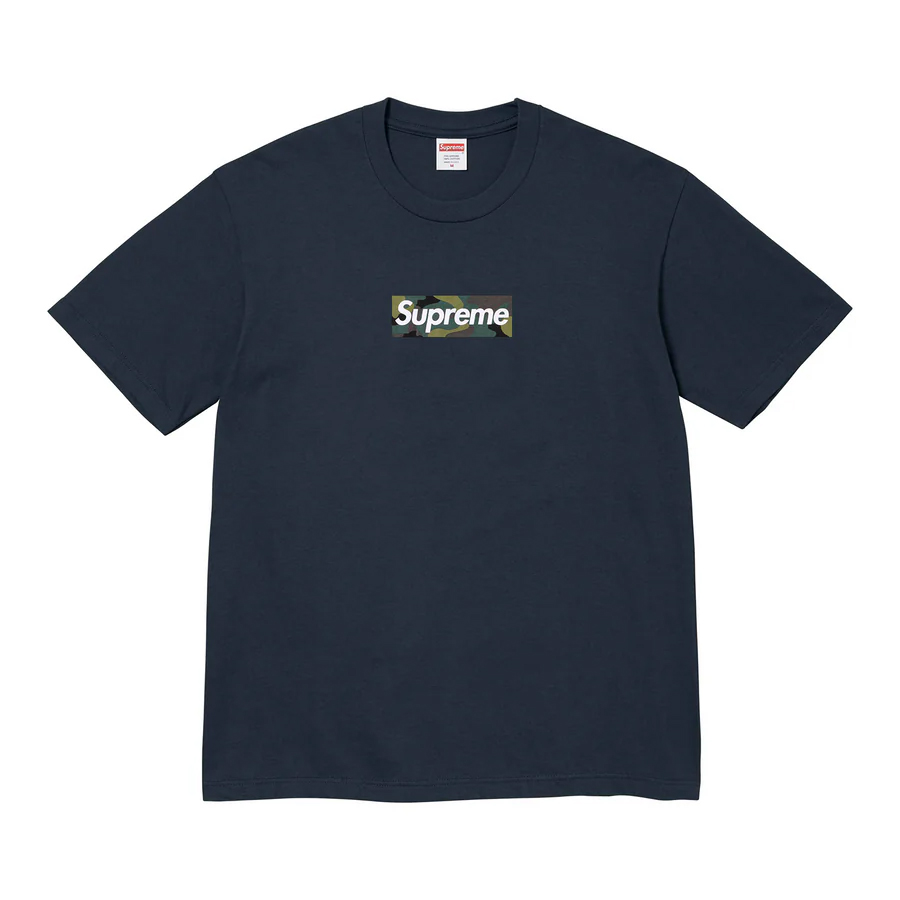 классическая футболка с логотипом box marvel черный Футболка Supreme Box Logo Tee, темно-синий
