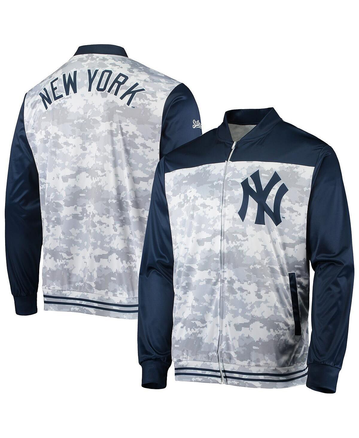 цена Мужская темно-синяя куртка new york yankees с камуфляжным принтом и молнией во всю длину Stitches, синий