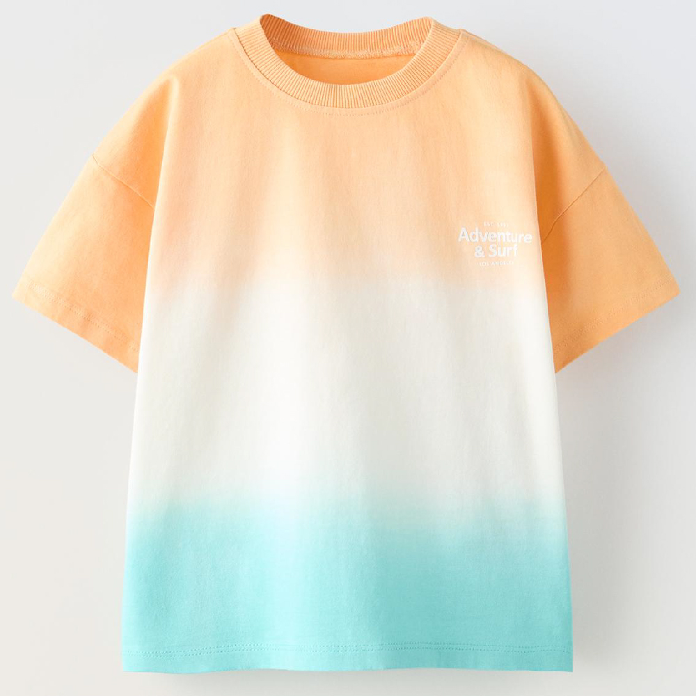 Футболки Zara Tie-dye, оранжевый/голубой/бежевый футболка с круглым вырезом с принтом тай энд дай xs фиолетовый