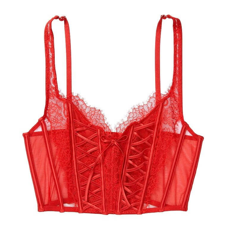 

Корсетный топ Victoria's Secret Dream Angels Unlined Lace-Up, ярко-красный