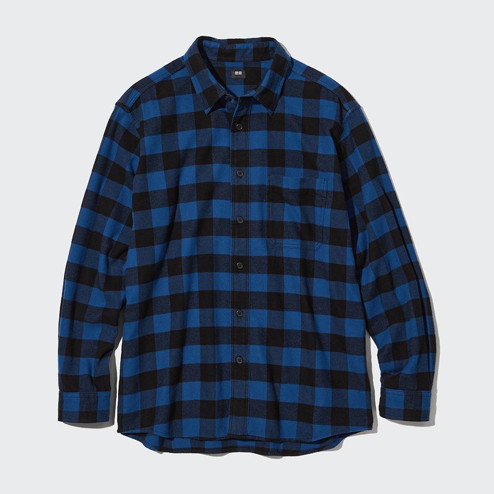 

Фланелевая клетчатая рубашка унисекс Uniqlo, синий