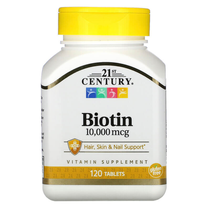Биотин 10 000 мкг, 120 таблеток, 21st Century биотин 800 мкг 110 таблеток 21st century