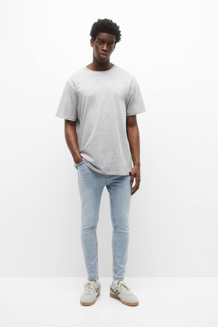 

Базовые джинсы морковного кроя Pull&Bear, бледный индиго, Серый