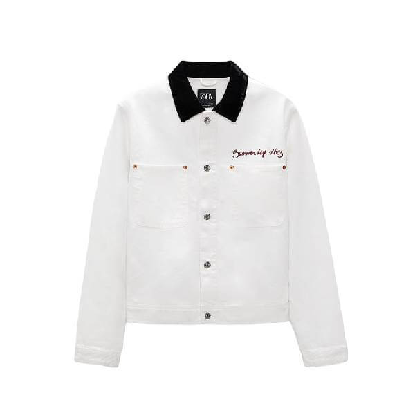 

Куртка Zara Contrast Denim, белый